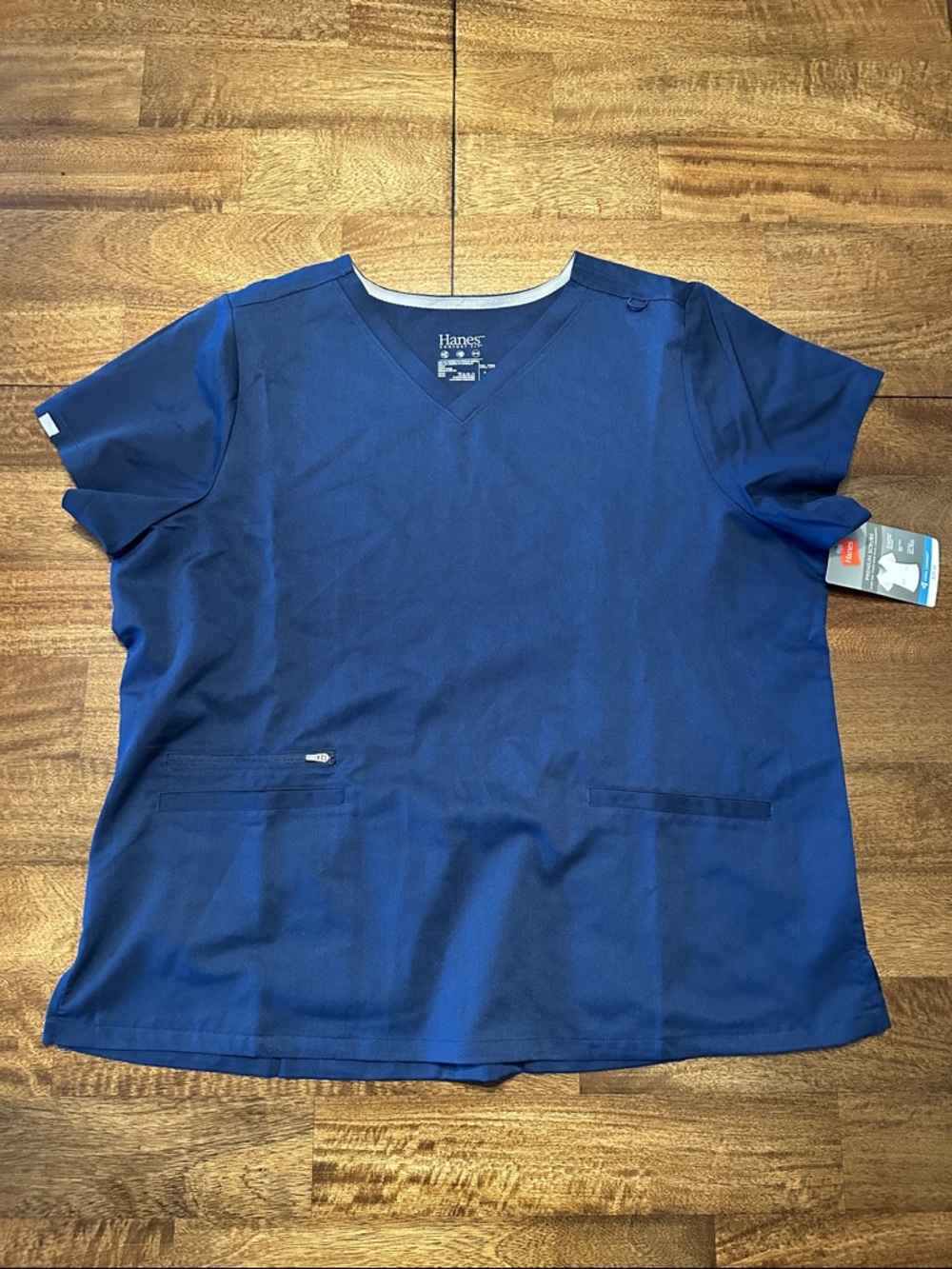 Hanes Navy V-Neck Comfort Fit Scrub Top